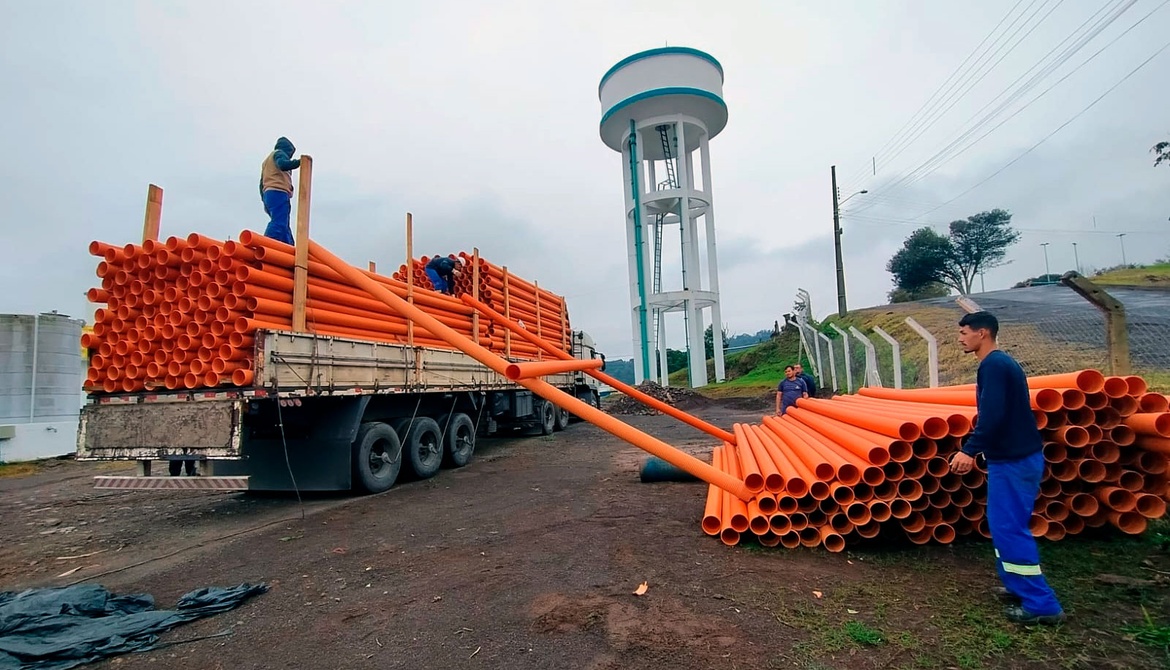 Concórdia Saneamento começa a formar estoque de materiais para expansão da rede coletora de esgoto